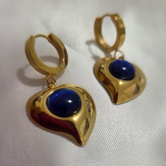 💖18K Gold Plated  Dark Blue Necklaces 4 pcs Jewelry Sets - Picture 5 of 6